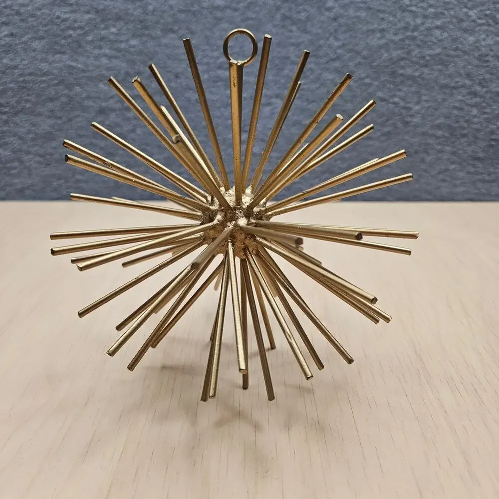 Vintage MCM Gold Sputnik Starburst Hanging Ornament Urchin Atomic Metal Art 6